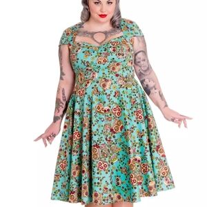 Hell Bunny Fit & Flare Sugar Skull Dress, 2XL